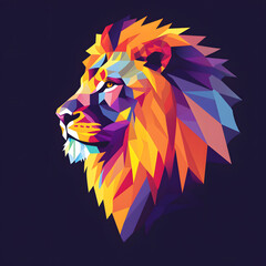 Logo illustration of a Colorful Polly Lion