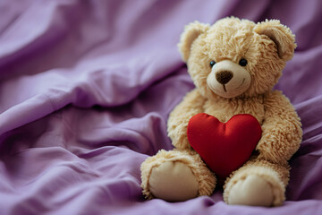 Teddy Bear Holding a Heart as Valentine's Day Gift