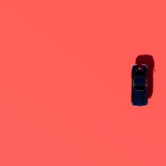 car background, black c2 1963 isolated on a red background, top or up view, america car, 4k Square