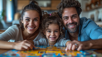  happy family playing board games at home - obrazy, fototapety, plakaty