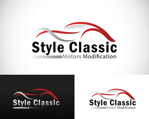 car classic logo creative dealer rental service modification design concept