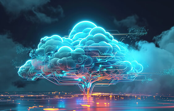 Cloud Networking, Crypto, AI, Firewall Network Security, Artificial Intelligence, Cyber Security, Cloud Managed, Circuit Board, AI Generated Art for Business and Technology