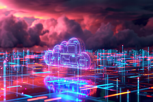 Cloud Networking, Crypto, AI, Firewall Network Security, Artificial Intelligence, Cyber Security, Cloud Managed, Circuit Board, AI Generated Art for Business and Technology