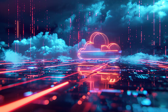 Cloud Networking, Crypto, AI, Firewall Network Security, Artificial Intelligence, Cyber Security, Cloud Managed, Circuit Board, AI Generated Art for Business and Technology