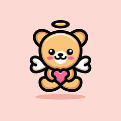 Cute Bear Mascot Cartoon Animal Vector Logo Design illustration