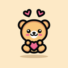 Cute Bear Mascot Cartoon Animal Vector Logo Design illustration