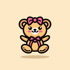 Cute Bear Mascot Cartoon Animal Vector Logo Design illustration