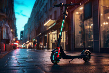 electric scooter on the street at night