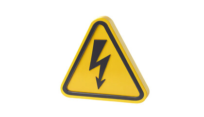 High voltage sign isolated on transparent background. 3D illustration. Warning symbol.