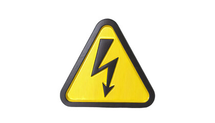 High voltage sign isolated on transparent background. 3D illustration. Warning symbol.