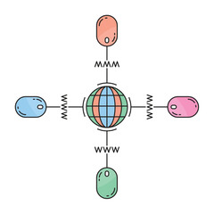computer mouse and globe symbol infographic