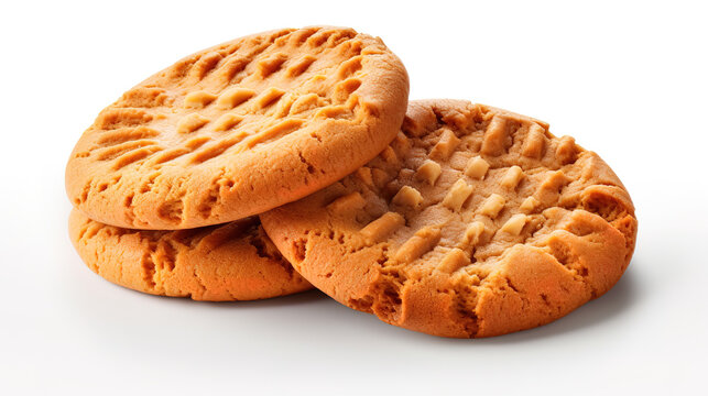 Homemade Peanut Butter Cookies On White Background