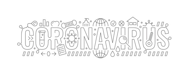 coronavirus and health symbols. coronavirus technical drawing