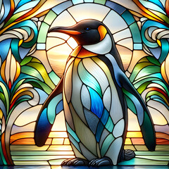 Stained glass pinguin
