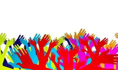 Freedom Day concept with set of colored hands