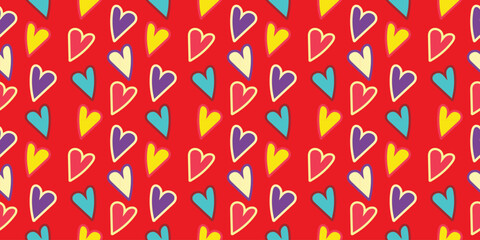 Heart Shape Doddle Seamless Combination Color pattern Design.
