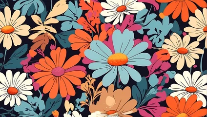 Foto op Canvas Trendy floral seamless pattern illustration. © AMIRUN