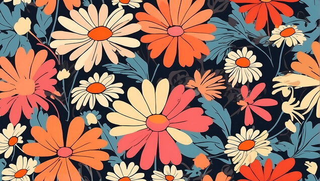 Trendy floral seamless pattern illustration.