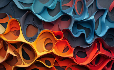 Dynamic Harmony: Abstract Interwoven Networks and Vibrant Murals in Modular Sculpture