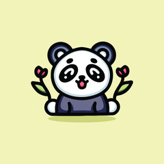 Cute Panda Mascot Cartoon Animal Vector Logo Design illustration