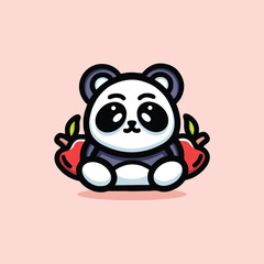 Cute Panda Mascot Cartoon Animal Vector Logo Design illustration