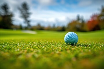 Golf Ball on Green Field