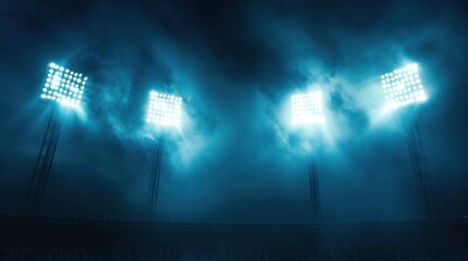 Illuminated Stadium at Night background - obrazy, fototapety, plakaty