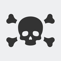 Skull and bones. Simple monochrome vector icon