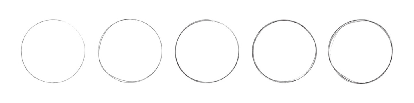 circles set. hand drawing different circles