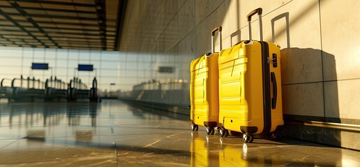 Suitcases neatly arranged in an airport, encapsulating the essence of travel.