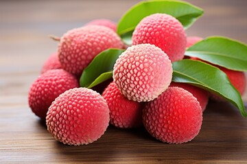lychee on a wooden table