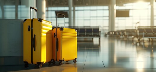 Suitcases neatly arranged in an airport, encapsulating the essence of travel.