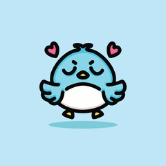 Cute Bird Mascot Cartoon Animal Vector Logo Design illustration