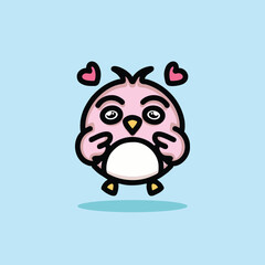 Cute Bird Mascot Cartoon Animal Vector Logo Design illustration
