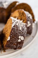 Gingerbread bundt cake with caramel filling