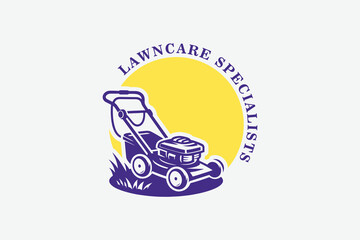 lawncare specialists, lawn mower vector logo