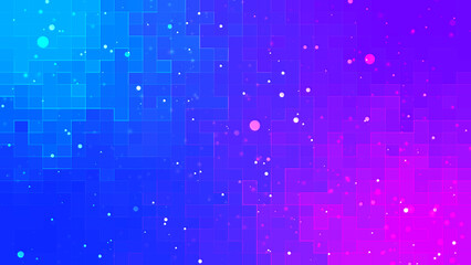 Seamless abstract background of blue squares and bright particles. Abstract gradient background. Background for web design. Small square simple computer mosaic blocks.