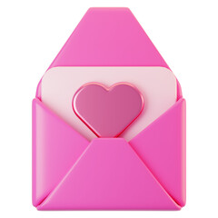 3d rendering love letter icon with cartoon style. Valentine day icon concept