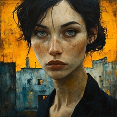Urban Solitude - Expressive Portrait Painting
