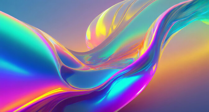 Iridescent organic shapes with soft movement and flow