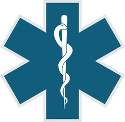 Star of Life Medical Logo, Ambulance logo, Pharmacy sign, Medical sign, Medical symbol, Star of Life Blue