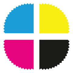 Zigzag Edge Quartered CMYK Squircle Shapes