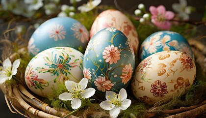 Obraz na płótnie Canvas Easter Eggs with Stunningly Detailed Floral Patterns