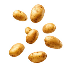 Falling potatoes Isolated on white background