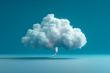 Plug connected to a cloud. Data storage, files backup, upload and download network transfer concept