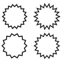 Scallop Circle Stroke Shapes Icon Set
