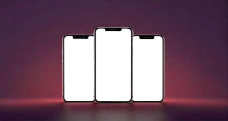 Smartphone with cutout on dark background, PNG file. Mockup template, transparent screen