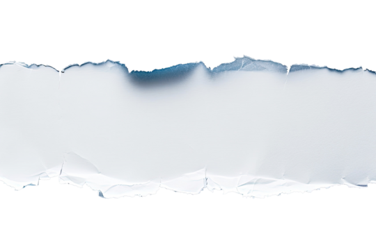 Ripped paper tear from notebook or sheet isolated on transparent png background, cutout paper, blank note piece,