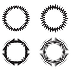 Scallop Circle Stroke Shapes Icon Set