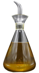 Aceite de oliva en aceitera con fondo transparente